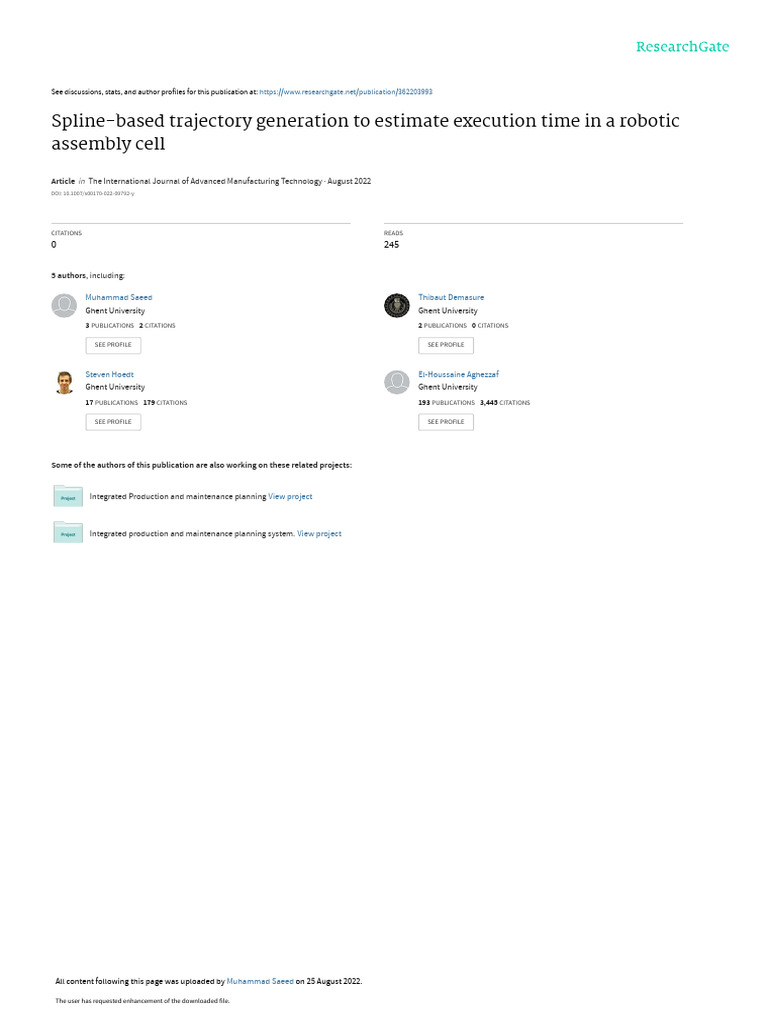 SplineBased Trajectory Generation To Estimate Execution Time in A