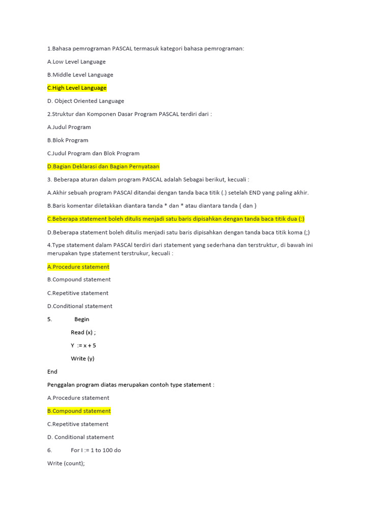 Panduan Lengkap Bahasa Pemrograman Pascal | PDF