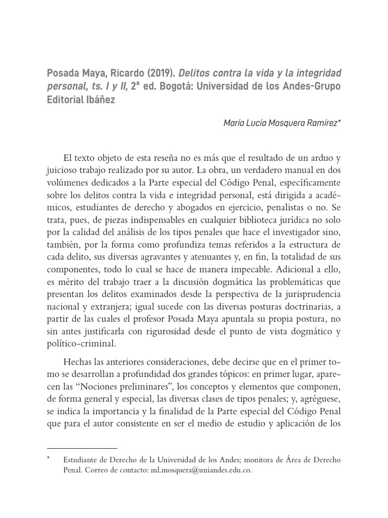Delitos contra la vida e integridad personal | PDF | Homicidio ...