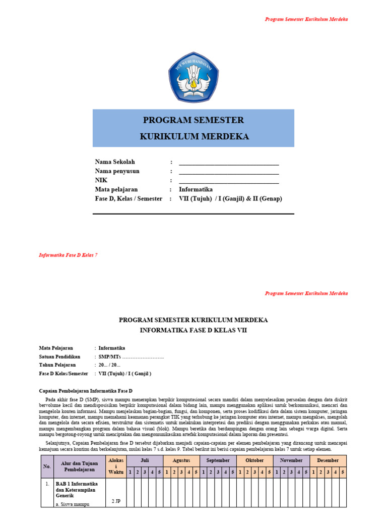 PROMES Kurikulum Merdeka | PDF