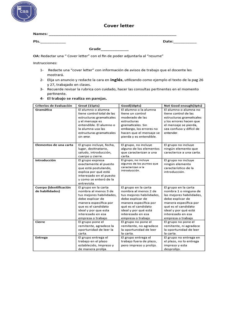 Estructura de una Cover Letter | PDF | Comunicación humana