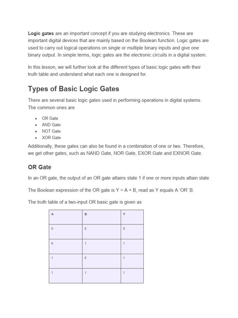 Logic Gates Pdf Logic Gate Logic