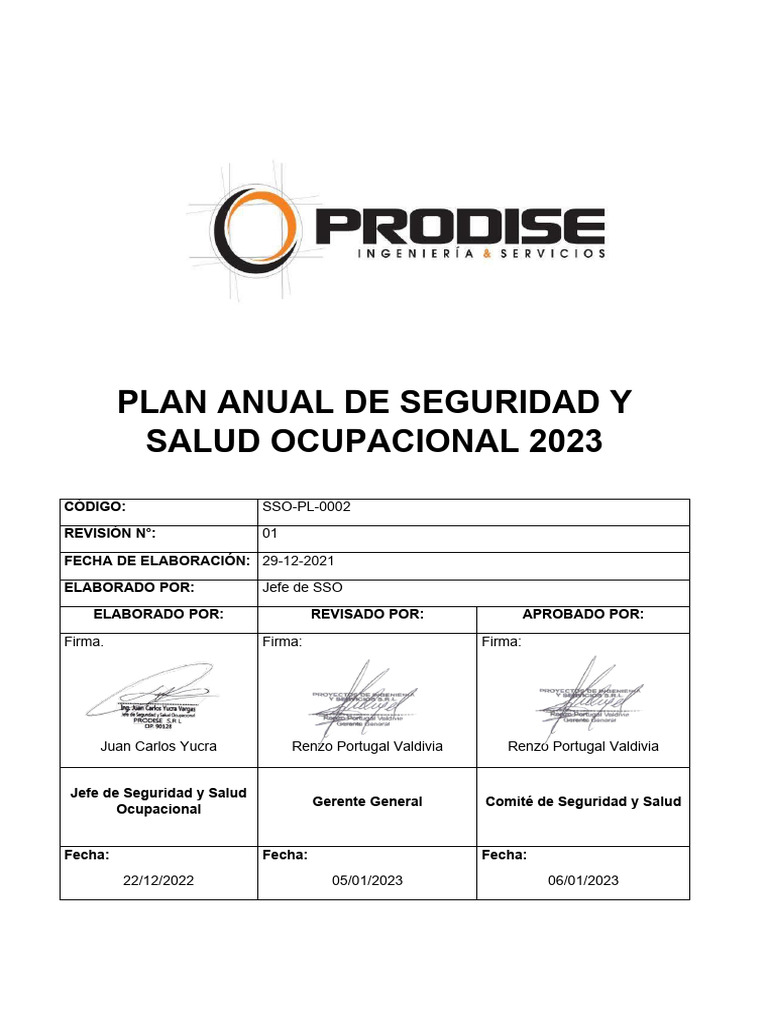 Plan Anual de Seguridad y Salud 2023 | PDF | Seguridad y salud ...