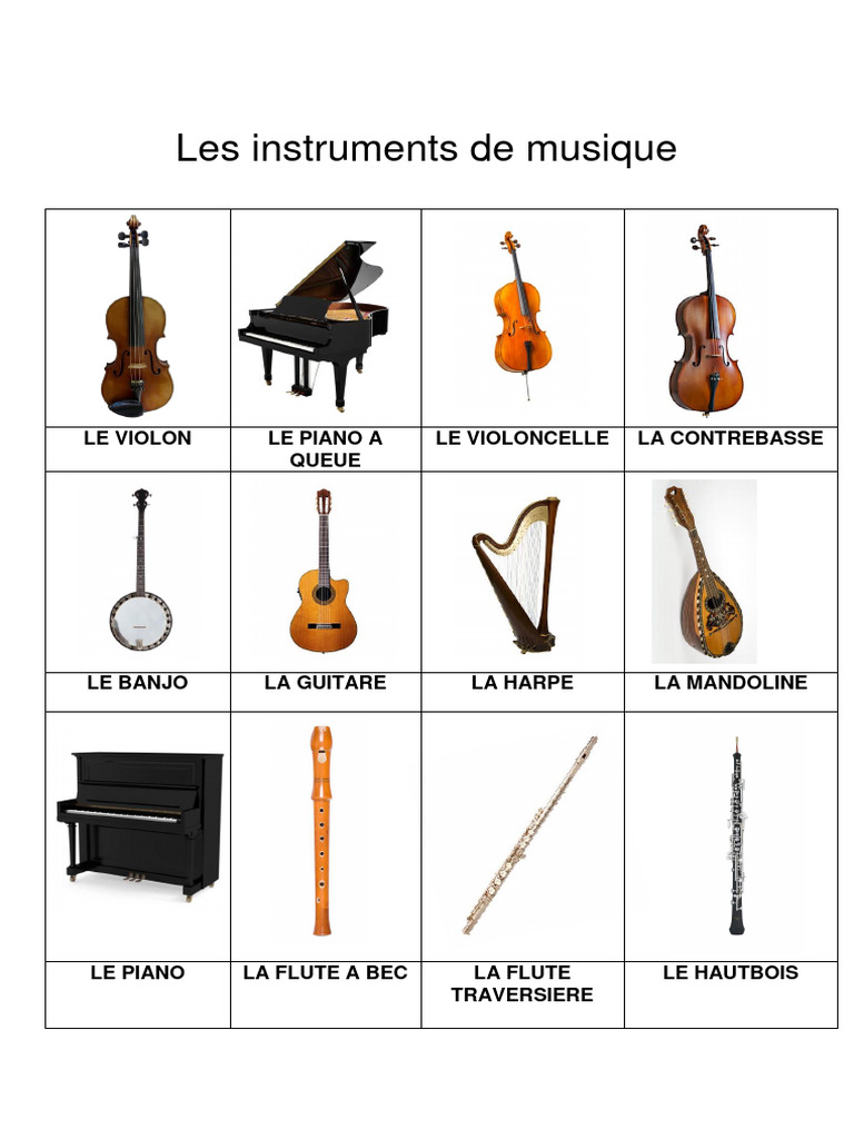 L'imagier des instruments de musique à imprimer - imagier instruments de  musique