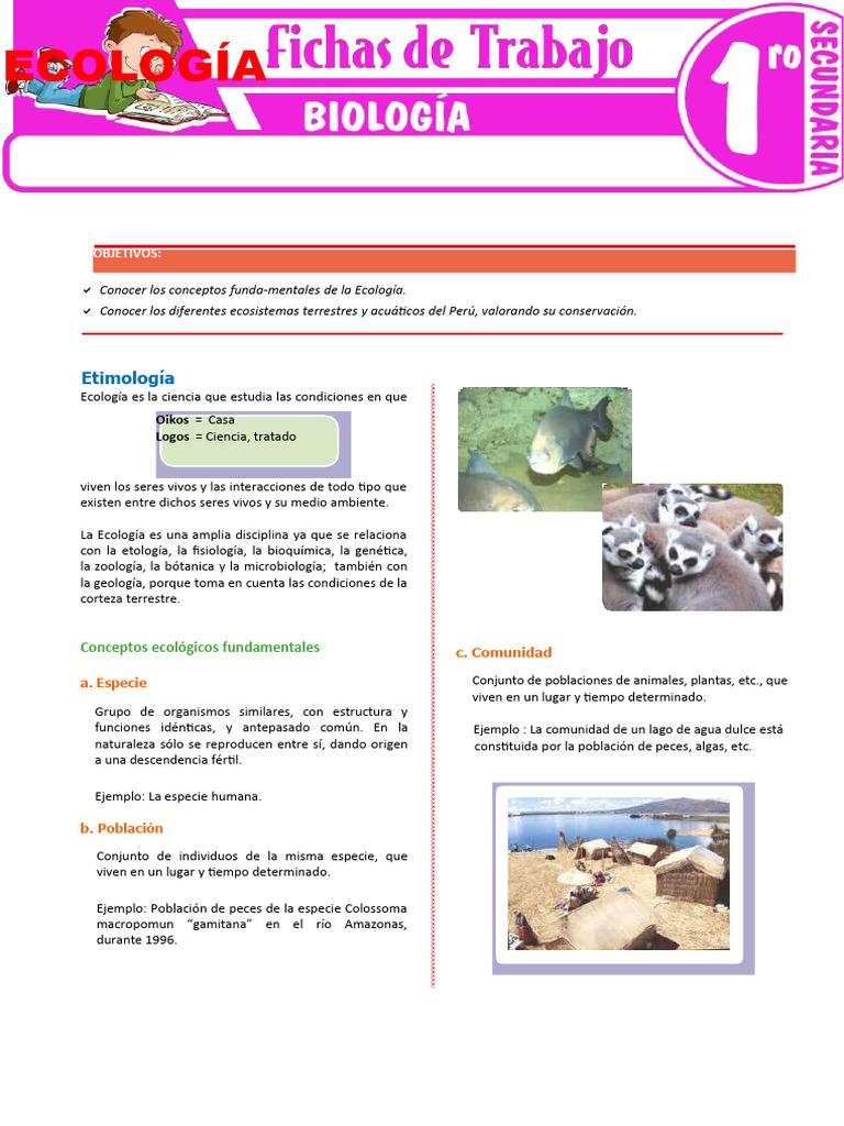 Ecologia para Primer Grado de Secundaria | PDF | Ecología | Ciencias de ...