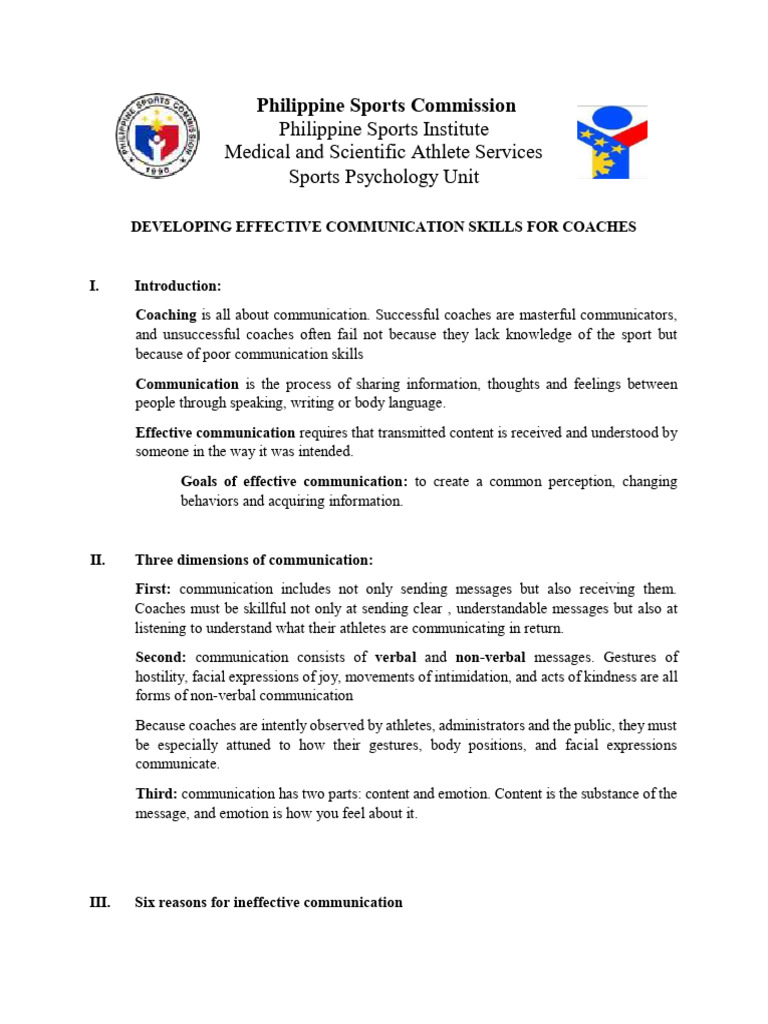 Developing Effective Communication Handout PDF Communication