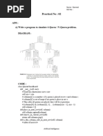 Practical No: 02: Aim: A) Write A Program To Simulate 4-Queen / N-Queen Problem. Diagram