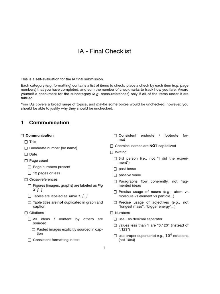IA - Draft Check List | Download Free PDF | Experiment | Ligand ...