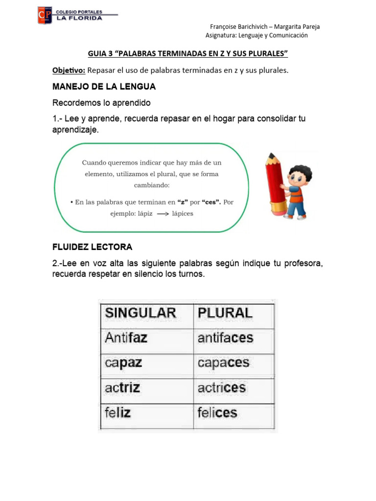 Guia 3 Palabras Terminadas en Z PDF