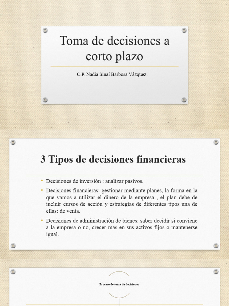 Toma de Decisiones A Corto Plazo | PDF | Toma de decisiones | Business