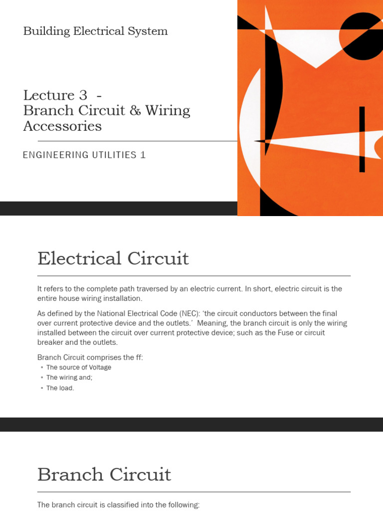 Lecture 3 Electrical Components Wiring Accessories | PDF | Electrical
