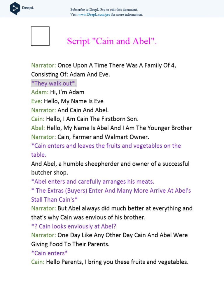 Cain and Abel Modern Script | PDF | Cain And Abel
