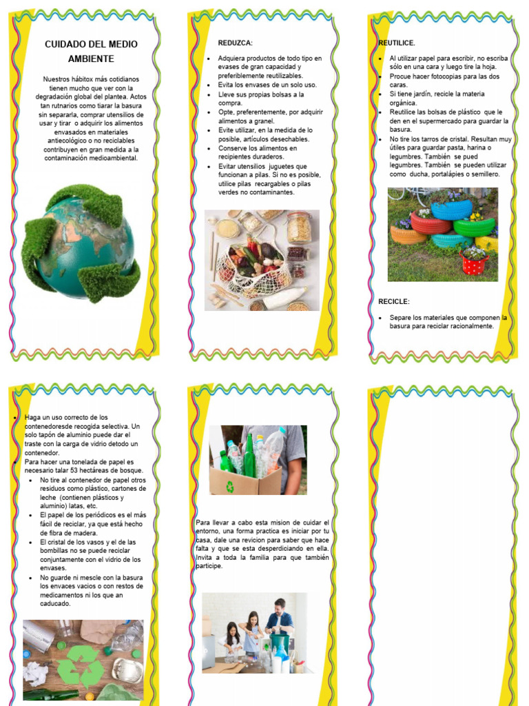 Triptico Del Medio Ambiente 4 | PDF | Residuos | Materiales
