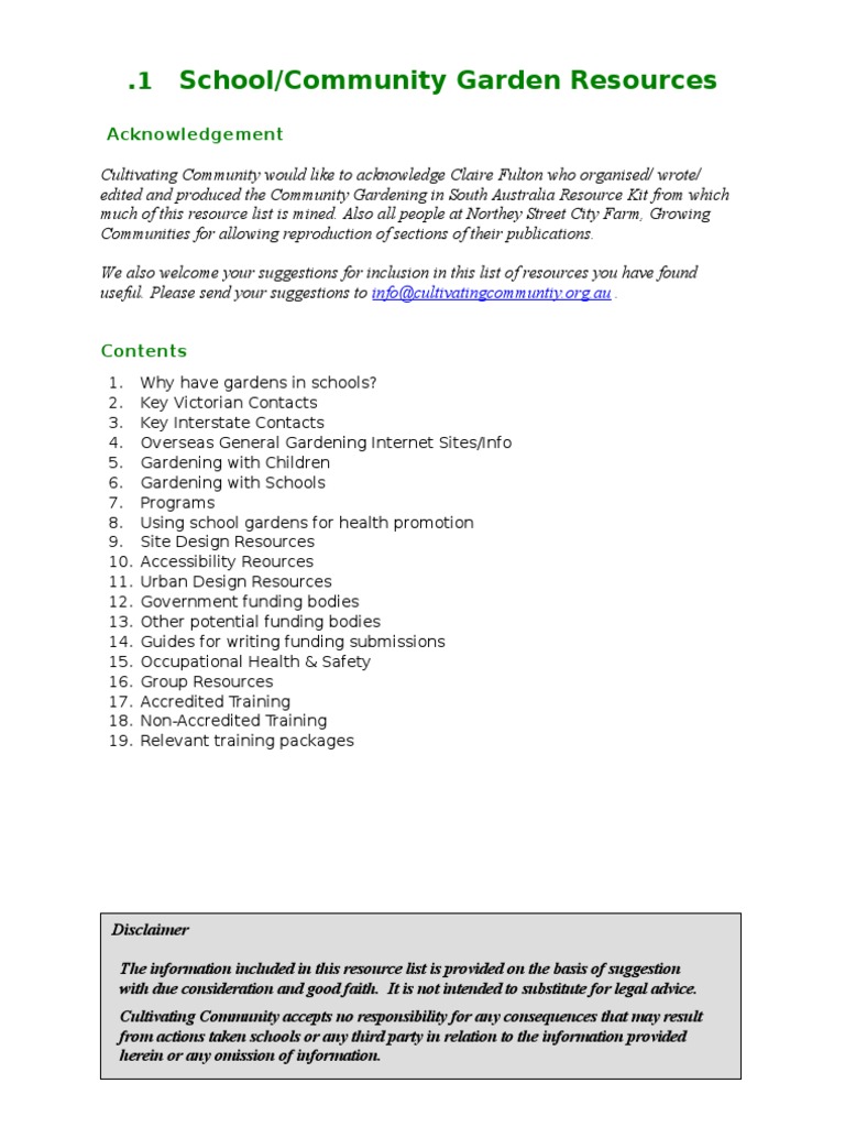 School Community Garden Resources | PDF | Permaculture | Sustainability