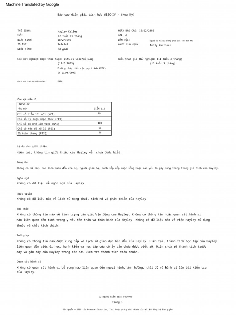 WISCIV Integrated Writer Sample Report | PDF