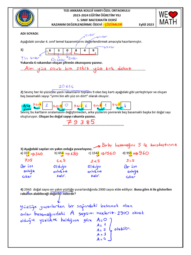 Kazanim Degerlendirme Odevi Cozumleri Pdf