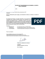 Carta de Autorización de Transferencia de Dinero A Cuenta de Un Tercero