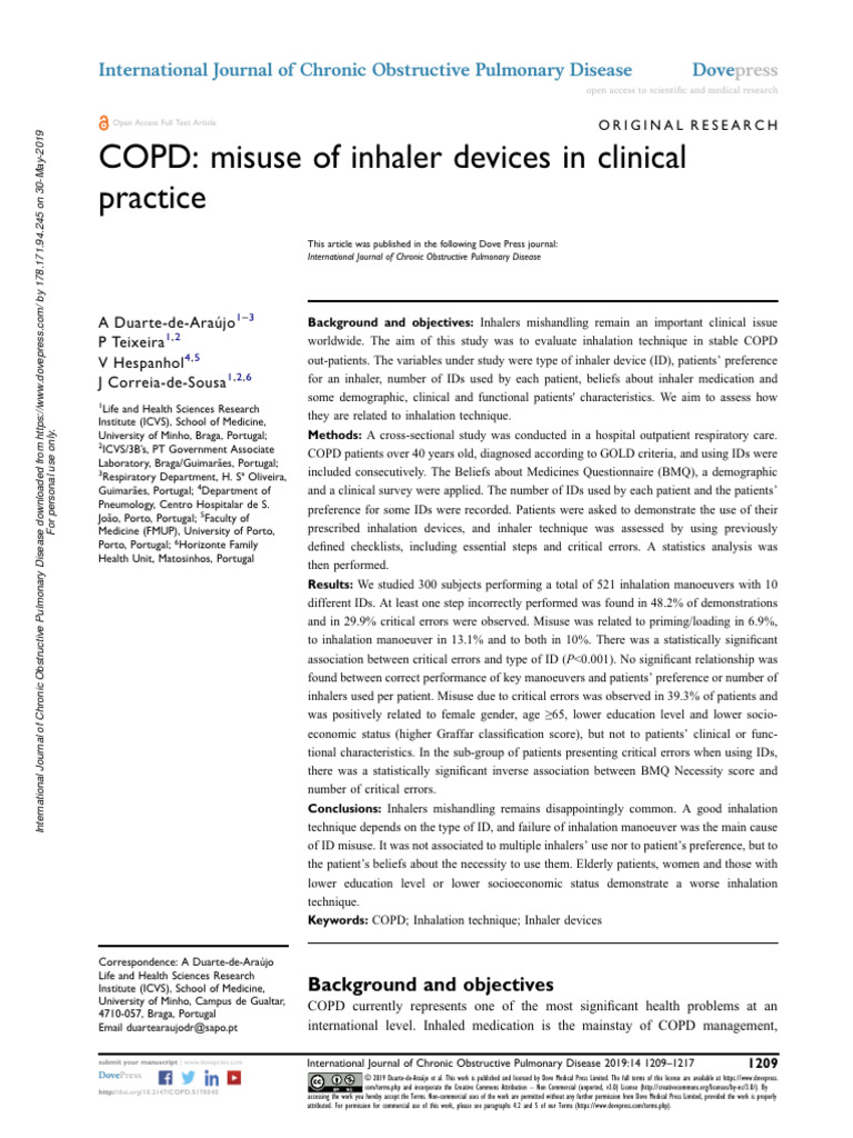 Copd Misuse of Inhaler Devices in Clinical Practice PDF Chronic