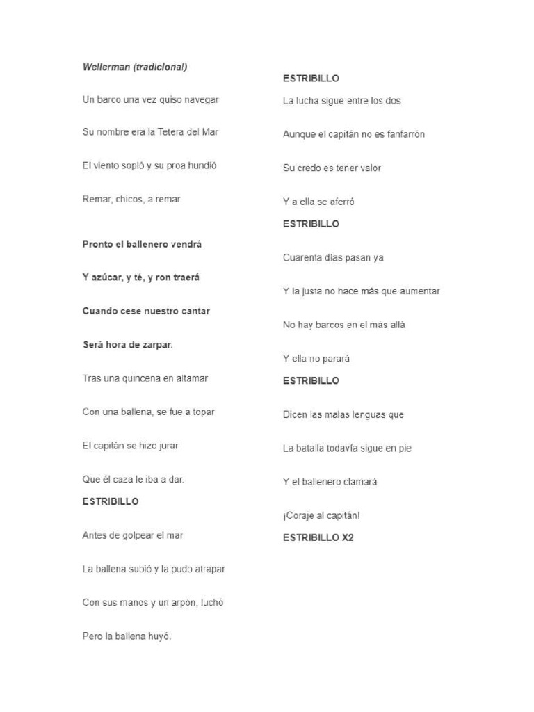 Wellerman (Letra para Acordes) | PDF