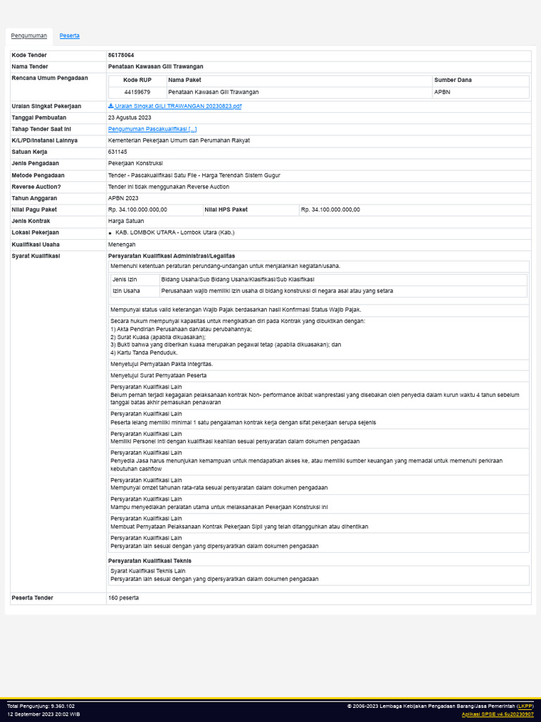 LPSE Kementerian Pekerjaan Umum Dan Perumahan Rakyat - Informasi Tender ...