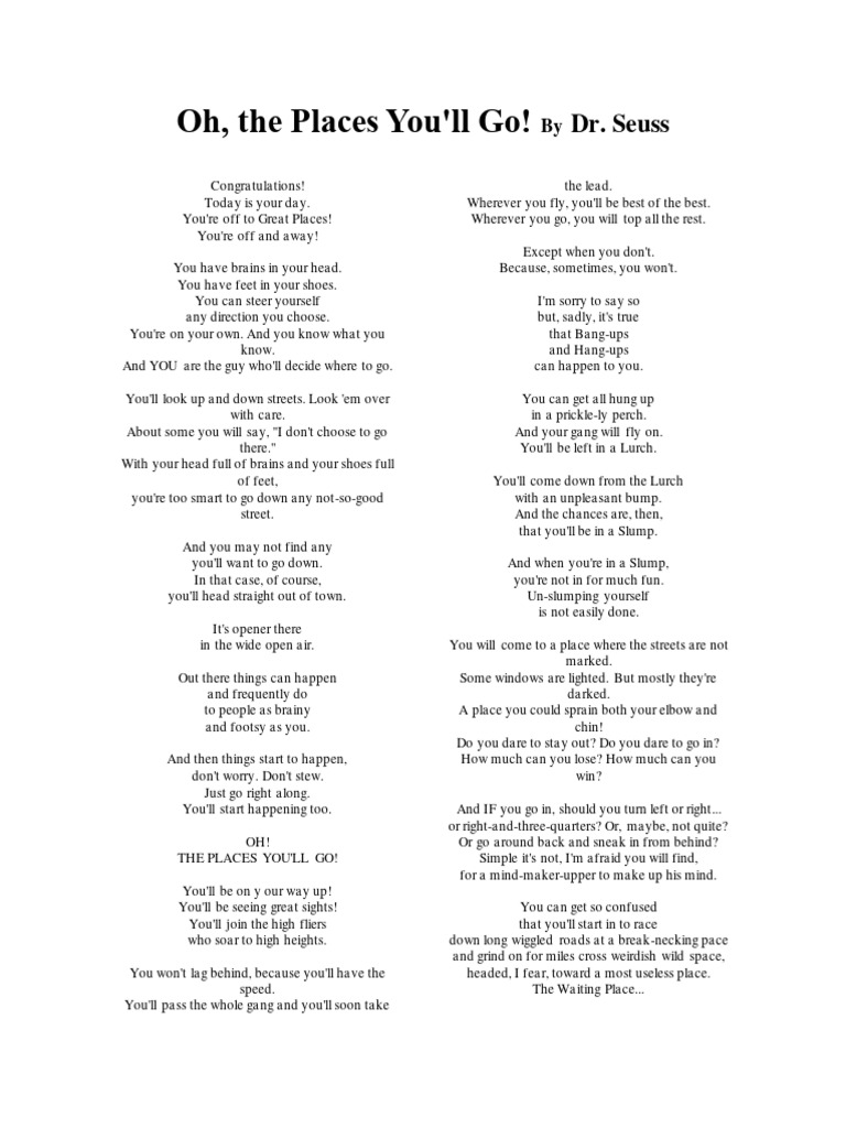 Oh! The Places You'll Go! by Dr. Seuss | PDF