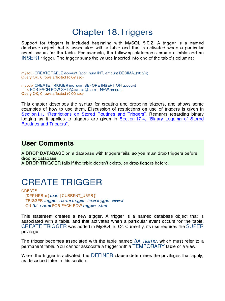 Triggers | PDF | Table (Database) | Computer Data