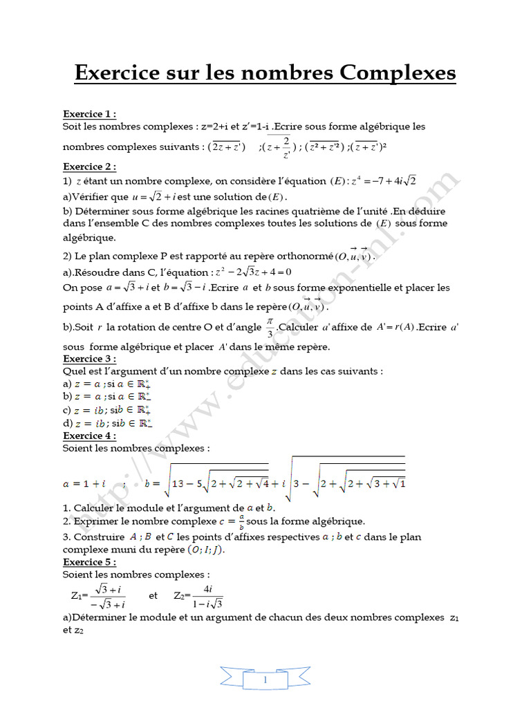 Module et argument des nombres complexes | PDF | Nombre complexe ...