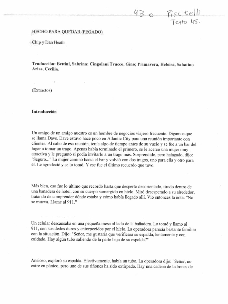 Ideas Que Pegan Chip y Dan Heath | PDF