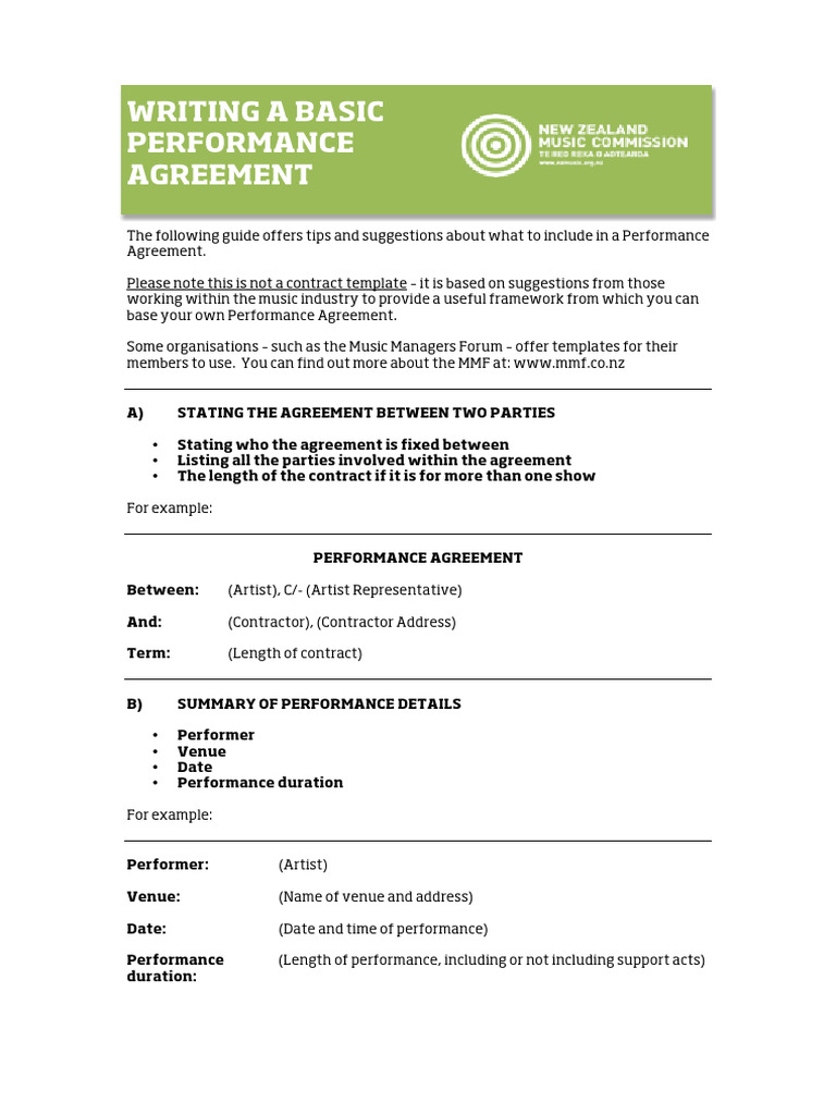 Basic Performance Agreement Guide | PDF | Sponsor (Commercial) | Economies