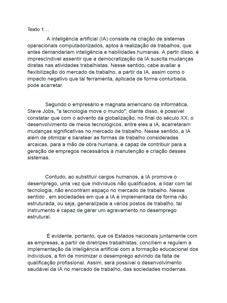 Redações - Tudo Sobre Inteligencia Artificial | PDF | Inteligência ...