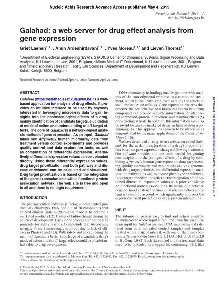 Laenen Et Al. Nucleic Acids Research 2015 Galahad A  Server