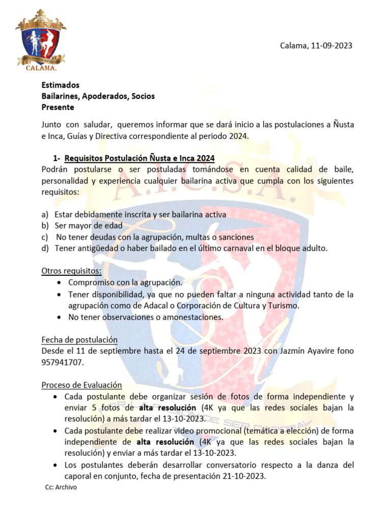 Informativo Postulaciones 2024 PDF Votación Elecciones