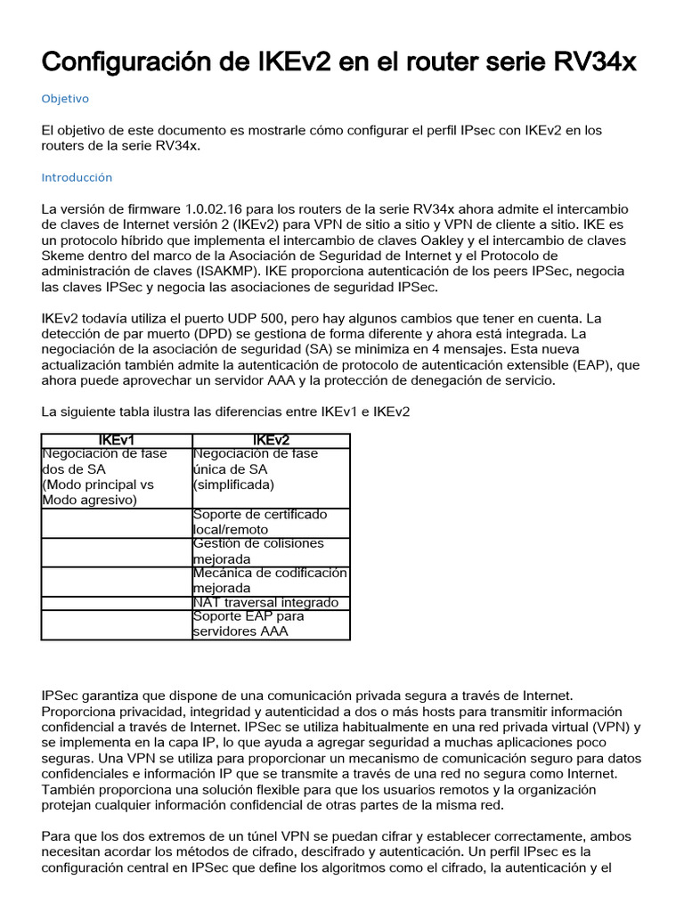 Configuración de IKEv2 en El Router Serie RV34x | PDF | Red privada ...