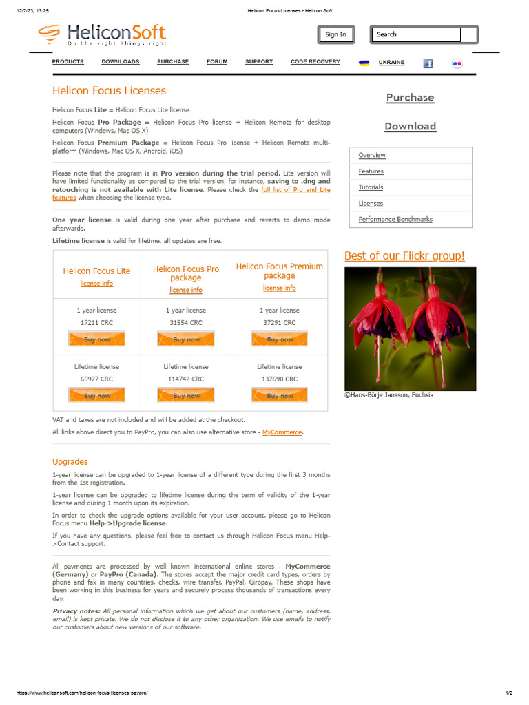 Helicon Focus Licenses - Helicon Soft - 1 | PDF | Pay Pal | Operating ...
