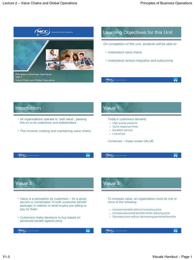 Value Chains & Global Operations | PDF | Supply Chain | Outsourcing
