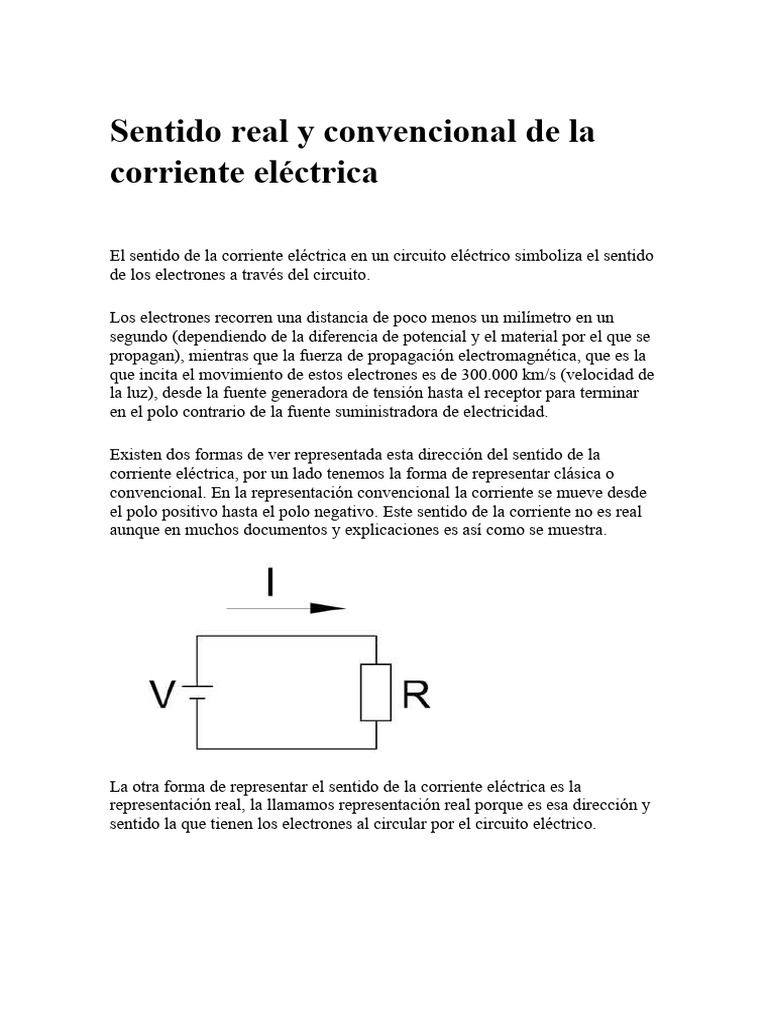 Sentido Real y Convencional de la Corriente | PDF | Ciencia y matemáticas