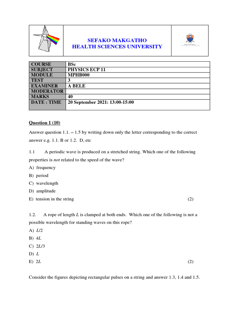 Wave Properties and Standing Waves Test | PDF | Waves | Wavelength