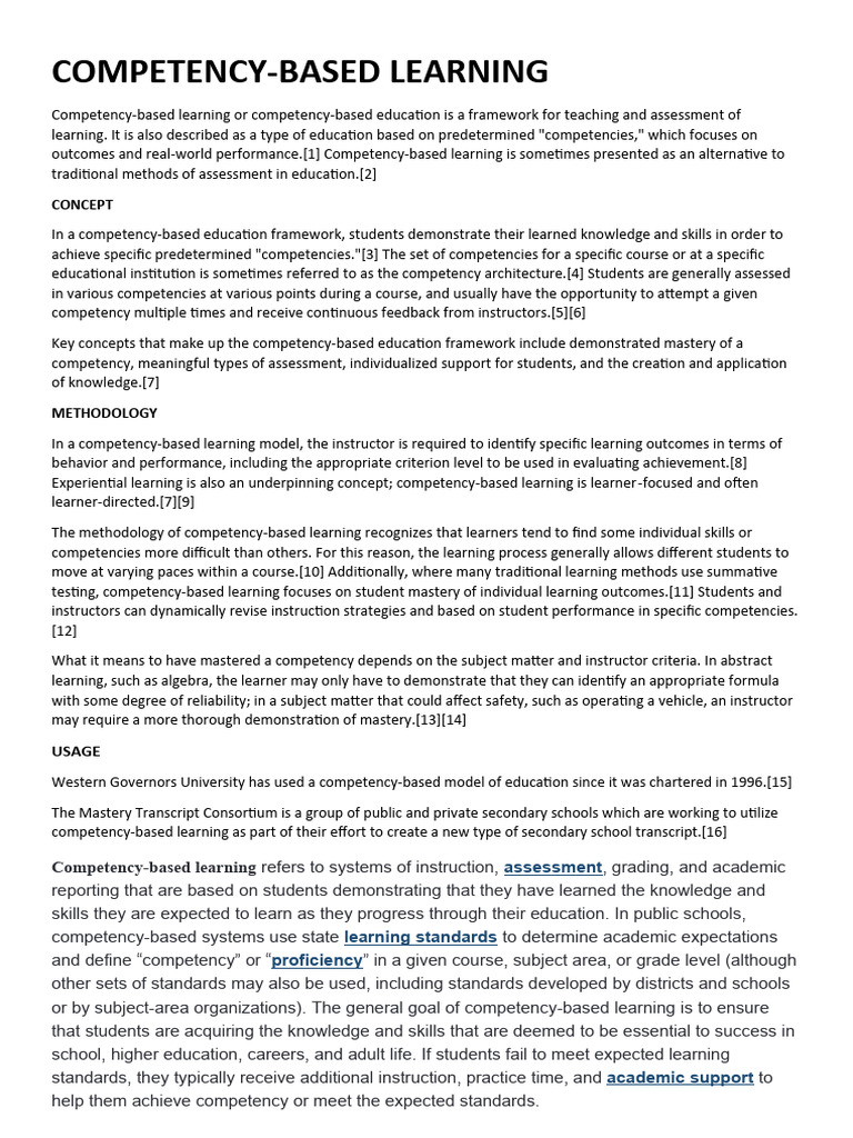 Competency Based Learning | PDF | Educational Assessment | Competence ...