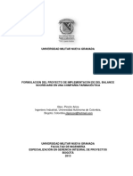 Formulacion Del Proyecto de Implementacon de Del Balance Scorecard en Una Compañía Farmacéutica