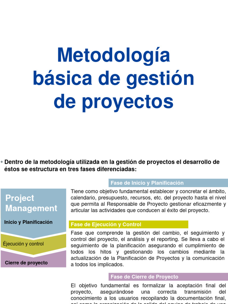 Metodología de Gestión de Proyectos | PDF | Planificación | Gestión de ...