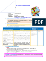 D3 A2 SESION Escribimos La Descripción de Un Animal