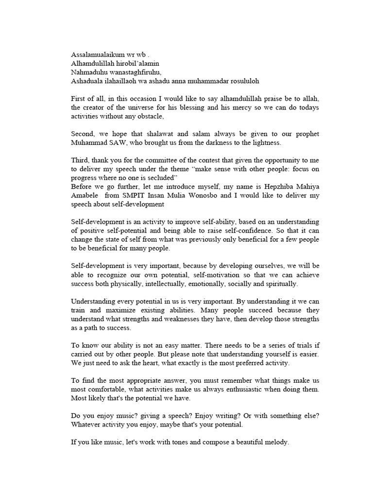 Speech pdf personal development