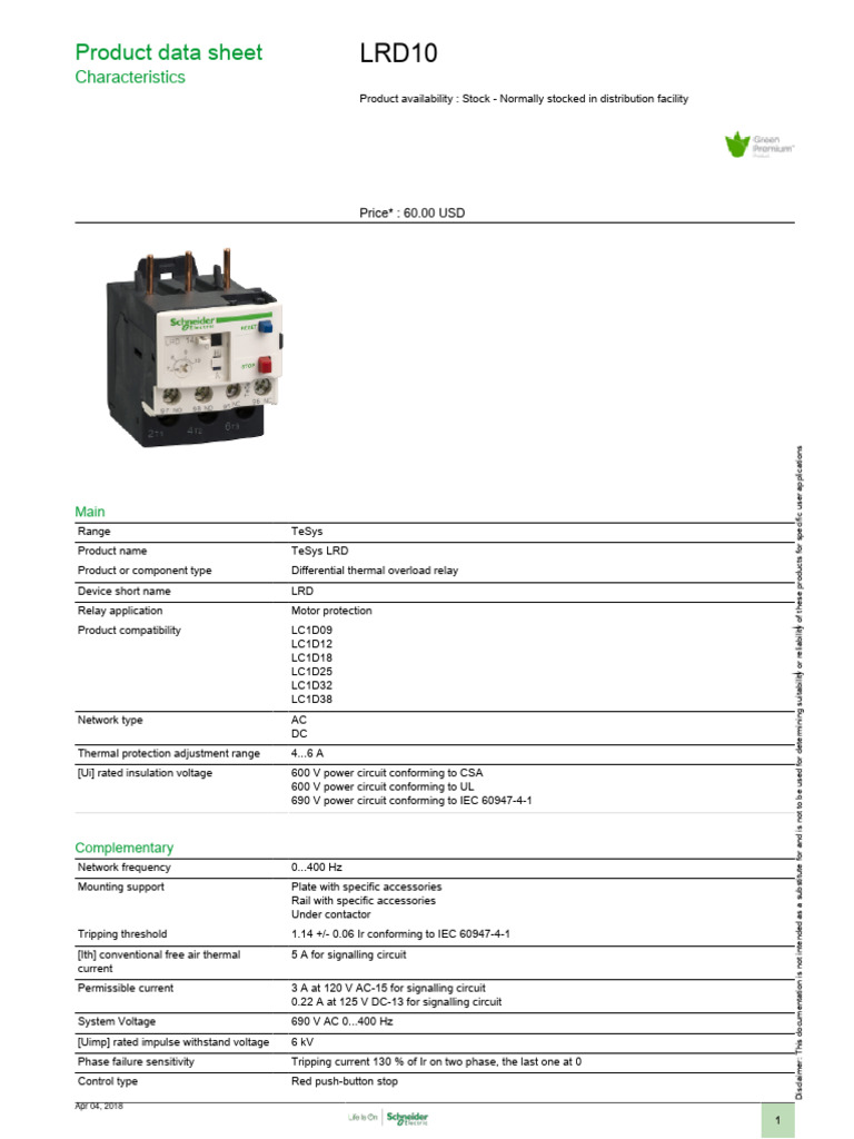 LRD10 | PDF | Alternating Current | Relay