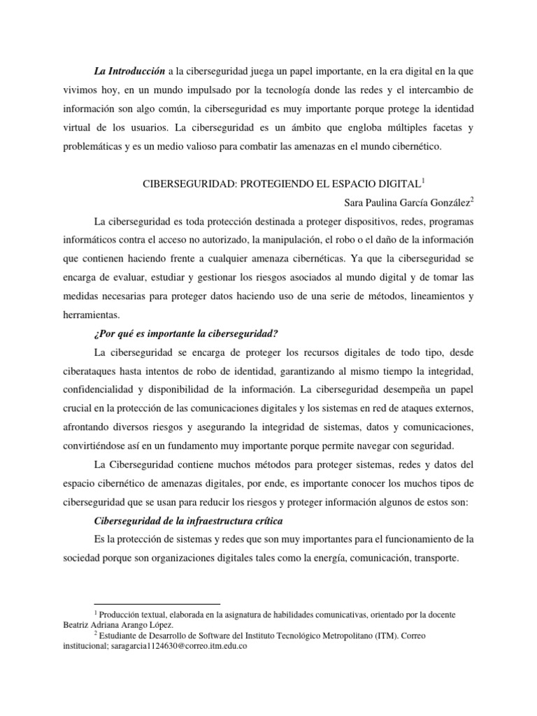 Ciberseguridad Pdf La Seguridad Informática Seguridad