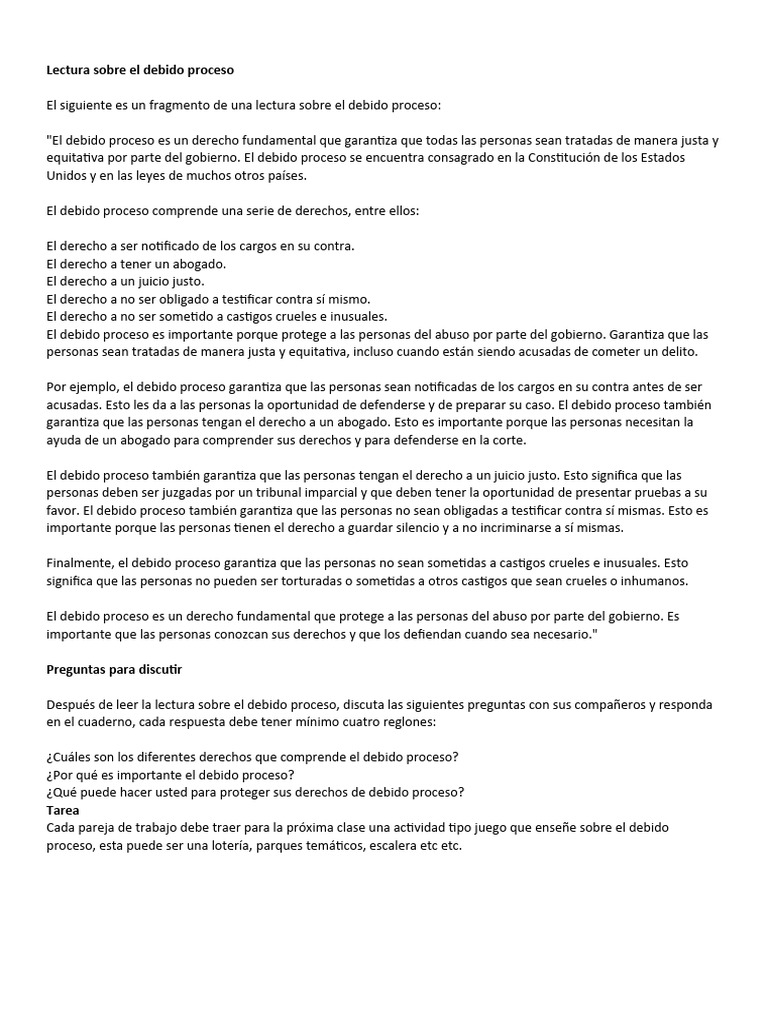 Lectura Sobre El Debido Proceso | PDF | Debido al proceso | Gobierno