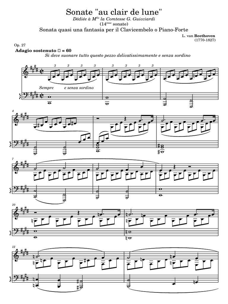 Beethoven Sonate Au Clair de Lune PDF Musical Forms Musical Compositions