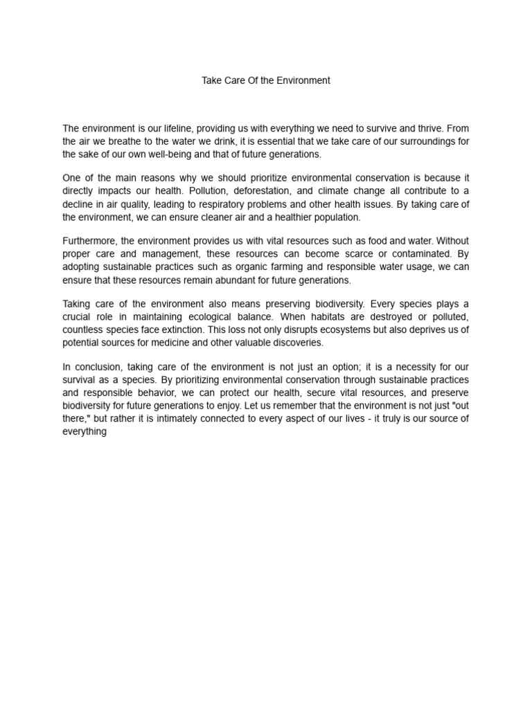 Importance of Caring for the Environment | PDF