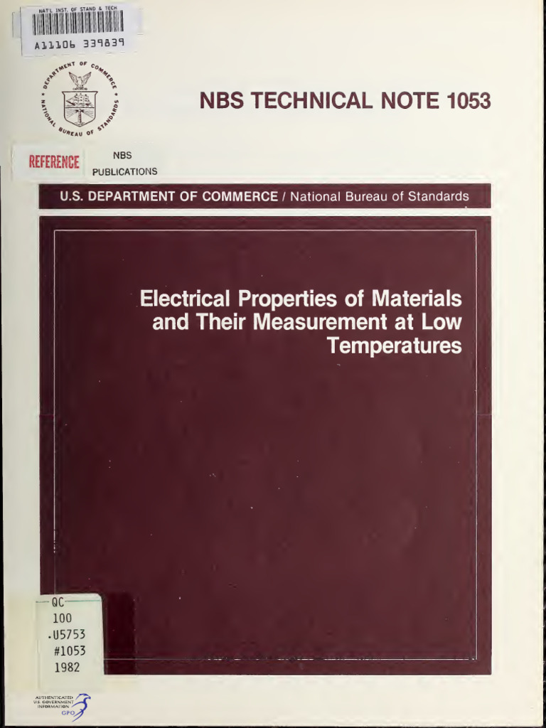 Electrical Properties of Materials and Their Measurement at Low