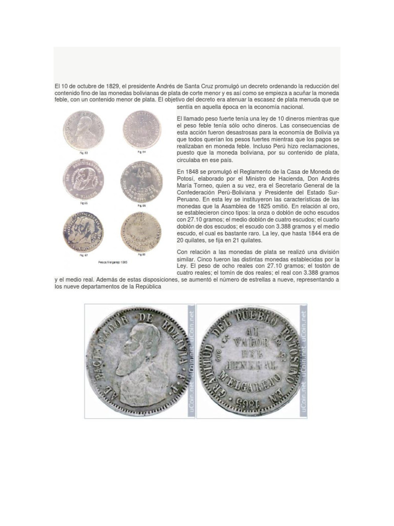 Historia de la moneda feble en Bolivia | PDF | Bolivia | Monedas