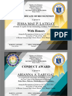 Award Certificates (Honors, Conduct, Perfect Attendance)